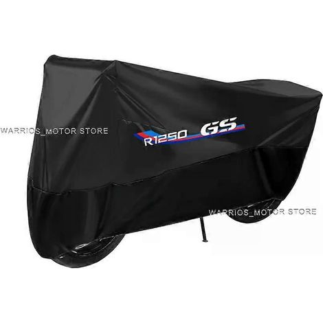(XL pour 190 cm - noir) Housse de moto imperméable et résistante aux UV, à la poussière et à la neige, pour BMW R1250GS, R 1250 GS et R1250 GSA. Protection UV et anti-poussière. (1/5)