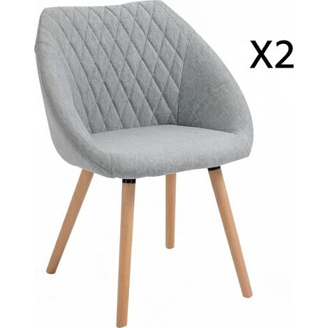Set di 2 sedie imbottite in lino grigio con braccioli e gambe in legno MODENUIT (1/5)