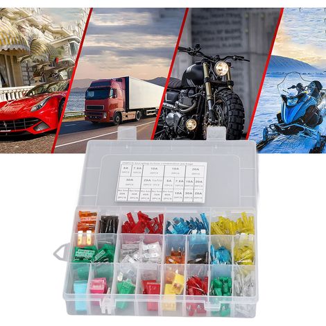 Packung mit 250 kleinen und mittelgroßen Kfz-Sicherungen aus Zink, Stecksicherungen + Sicherungen in einer Schachtel (1/5)