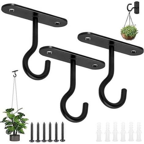 Crochet à plantes pour plante suspendue - 6,5 cm - crochet à plantes en fonte - crochet à plantes intérieur - crochet à plantes sur armoire - 3 pièces (1/5)