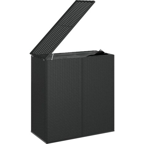 Boîte à coussins coffre de rangement de jardin résine tressée 100 x 49 x 103,5 cm noir
