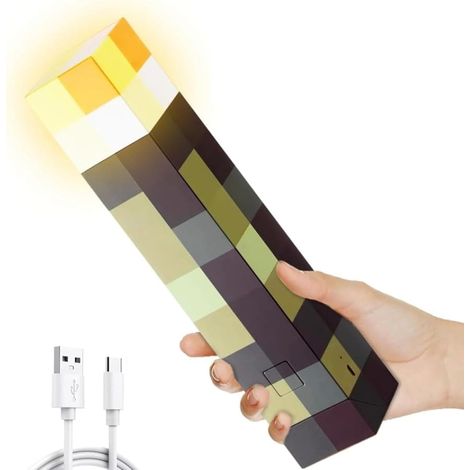 Lampe Fackel Wandlampe, Leuchtende Wall Fackel Nachtlicht 11in Fackel Lampe Hand undWandhalterung Nachttischlampe mit USB Wiederaufladbar Nachtlampe Kinder für Cosplay Geschenke (Gelb) (1/5)