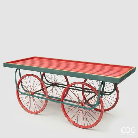 EDG Enzo De Gasperi Carrello Rettangolare di Natale in Legno Green Red 180x71,5xH72 cm – Smontabile (1/4)