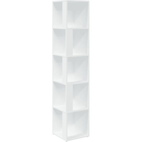 Mueble esquinero moderno de 33 x 33 x 164,5 cm elegante espacio de almacenamiento para libros y objetos decorativos fabricado en madera de ingeniería blanca 020047976 (1/5)