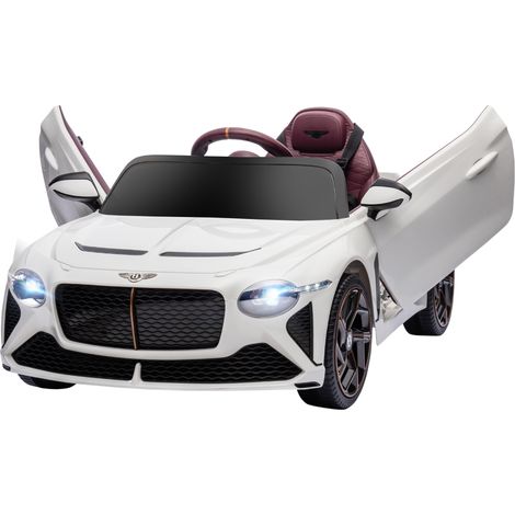 Voiture électrique pour enfants de 3 à 5 ans, 2 moteurs 12 V 25 W, vitesse de 3 à 5 km/h, télécommande 2,4 GHz, Bentley Bacalar blanche