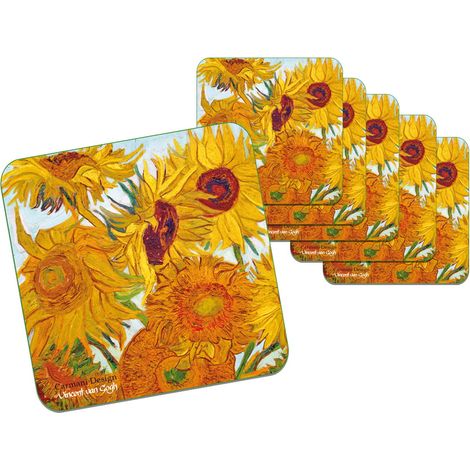 Carmani, juego de 6 posavasos de corcho - Van Gogh/Girasoles (1/3)