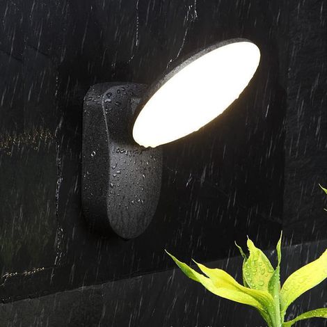 Applique murale d'extérieur LED 12 W, moderne en métal, étanche IP65, idéale pour porte-fenêtre ou garage, lumière blanche 6 500 K (noir)