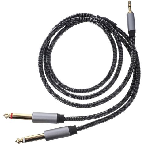 Câble Audio Jack 3,5mm vers Double Jack 6,35mm 1 Mètre eur Plaqué Or en Nylon Compatible Ordinateur Portable et Téléphone (1/5)