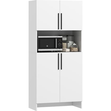 Armario despensa de cocina con estante para microondas 79x40x175 cm blanco HOMVRA (1/5)