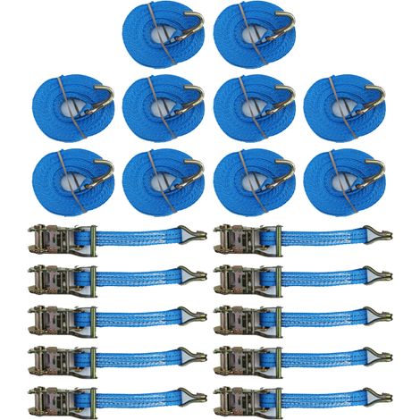 Ratchet Straps 35MM 6M 2T X10 (Tie Down Cargo Heavy Duty Truck Lorry Lashing Claw Hook)
