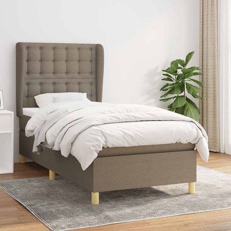 vidaXL Sommier à lattes de lit avec matelas Taupe 80x200 cm Tissu (1/5)