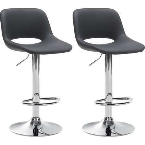 2er Set Barhocker Camden Kunstleder schwarz Metall in Chromoptik (1/5)