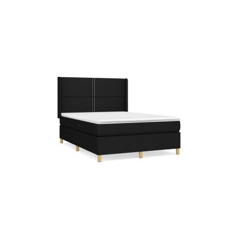 Sommier à lattes de lit avec matelas Noir 140x190 Tissu (1/5)