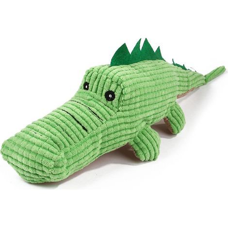 Hundespielzeug: Interaktiver, quietschender Plüschalligator mit unebener Oberfläche, leuchtend grün (1/4)