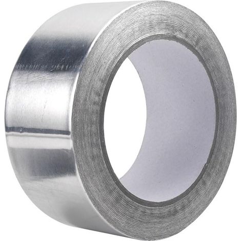 Duct Tape Ruban d'étanchéité autocollant en aluminium - 48 mm x 20 m - Résistant à la chaleur - Pour réparations de conduits d'air chaud et froid - Réparation de réfrigérateur - Rouleau argenté (1/5)