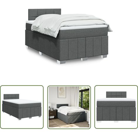 vidaXL Boxspringbett mit Matratze Dunkelgrau 120x200 cm Stoff (1/5)