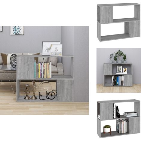 Bücherregal/Raumteiler Grau Sonoma 80x24x63 cm - Buche Regal - Holz Regalböden - Wohnzimmer Einrichtung - Raumteiler - Grau Sonoma (1/5)