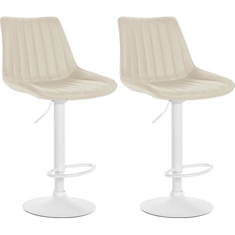 2er Set Barhocker Toni Kunstleder creme Metall matt weiss (1/5)