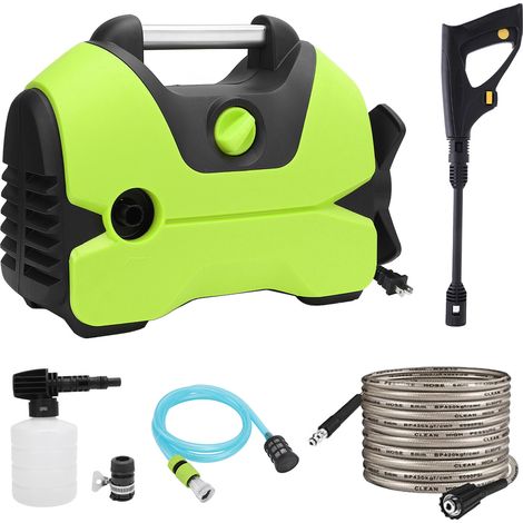 Nettoyeur haute pression électrique 2000PSI 1.2GPM avec tuyau de sortie 32FT canon à mousse buse machine de nettoyage pour voitures, patios vert (1/5)
