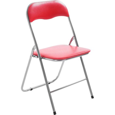 Élégant chaise de visiteur pliant dans une chaise en cuir écologique bureau moderne diverses couleurs Couleur : Rouge et argent (1/5)