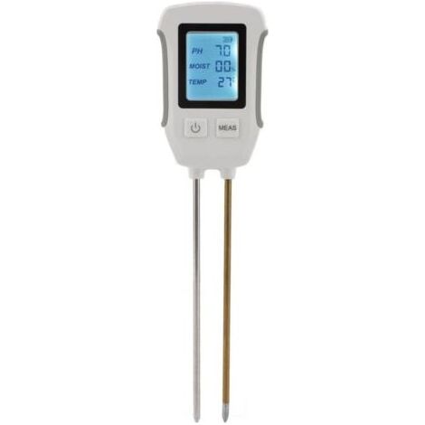 Testeur d'humidité du sol numérique à double sonde – pH-mètre haute précision – Plage pH 3-9 – Alimentation 3 piles AAA – Pour vergers et serres (1/5)