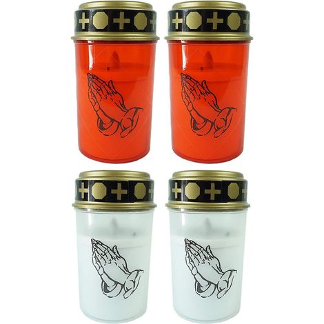 Lumières funéraires 2 blanches 2 rouges LED flamme vacillante