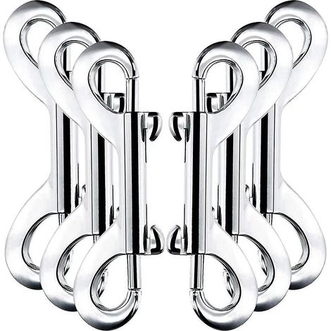 Boucle double en alliage de zinc argenté, longueur 100 mm, pour chaîne pour animaux, bagage, arme à feu (lot de 6). (1/5)