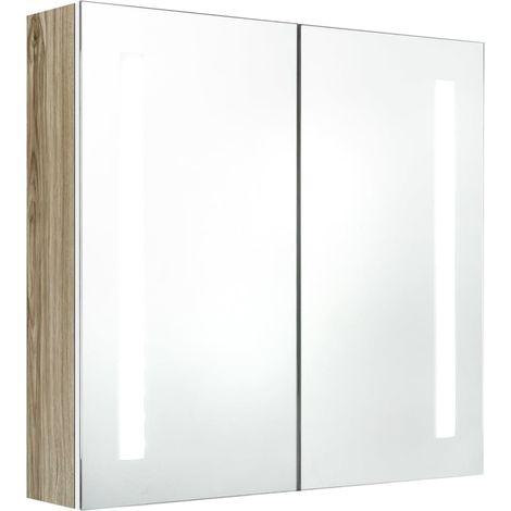 Mueble de baño con espejo LED blanco 62 x 14 x 60 cm acabado roble 020006587 (1/5)