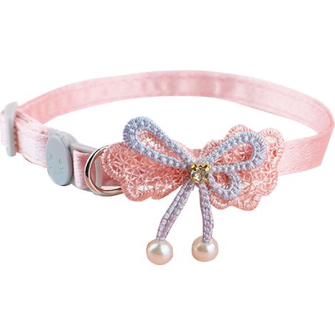 1 collar para gato, ajustable, con pajarita rosa, de poliéster suave, para paseos diarios y fiestas. (1/5)