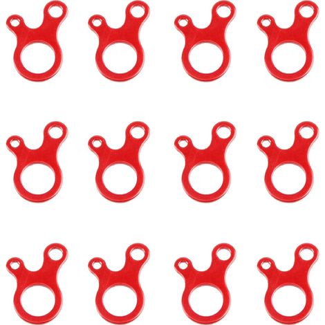 Tendeur de Corde Camping en Alliage d'Aluminium Léger Ajusteur de Corde 12 Pièces pour Tente Bâche Auvent Randonnée (Rouge (Forme d'escargot) - 12 Pièces) (1/5)