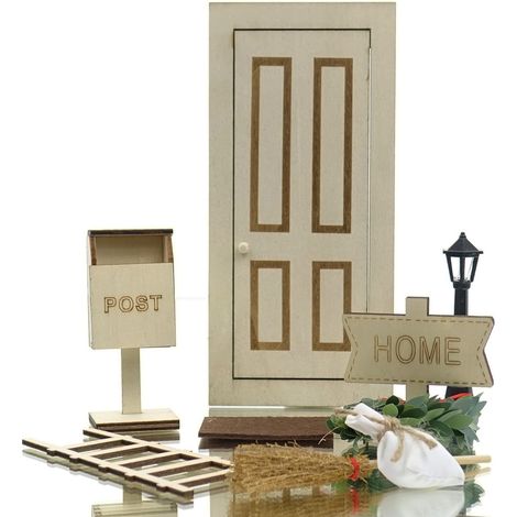 Gasper – Set de lutins de Noël, 9 pièces – Beige et brun, bois et plastique (1/3)