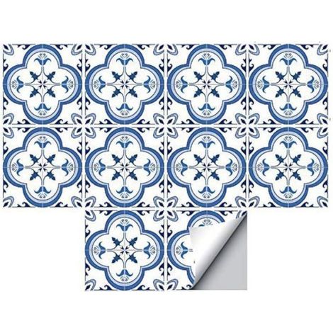 Lot de 10 autocollants pour carrelage - Beige - Pour salle de bain et cuisine - Protection 15x15cmx10pcs STICKERS (1/5)