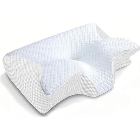 Oreiller orthopédique ergonomique / Oreiller de tête en mousse à mémoire de forme - Respirant et soulage les douleurs cervicales - Oreiller cervical blanc-AquaForge (1/5)