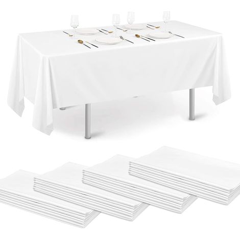 Nappe Blanche Rectangulaire Jetable 20 Packs - Imperméable Intissée pour Table de Fête d'Anniversaire, Banquet, Pique-Nique, 150 x 240cm (1/5)