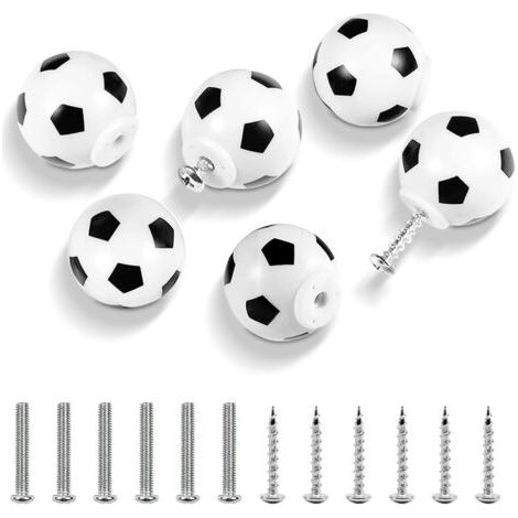 6 Knöpfe und Griffe für Kinder, Fußball-Schubladengriffe, Möbeldekorationsgriffe, Kommodengriffe, Schubladengriffe für Kinder und Sportbegeisterte (1/5)