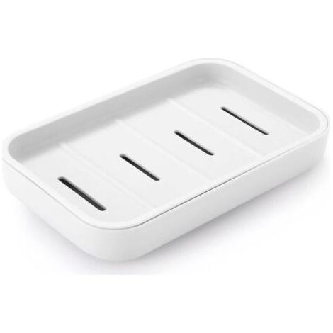 1 pc (blanc) Porte-savon de salle de bain avec égouttoir, économiseur de savon pour la douche, nettoyage facile, sec, empêche le savon mousseux (1/4)