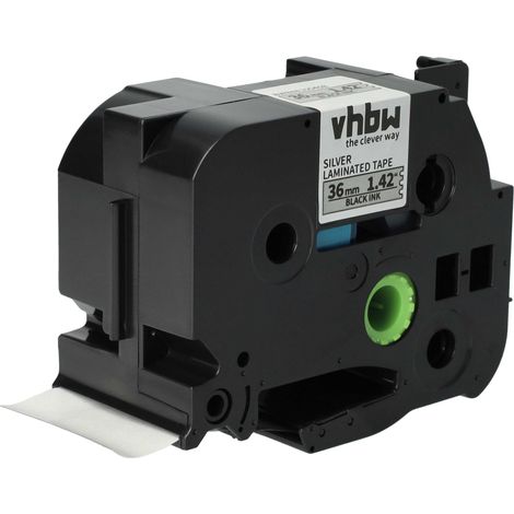 vhbw Label Tape Replacement for Brother TZE-961 for Label Printer 8m x 36 mm, Black on Silver, plastic, Laminated (1/5)