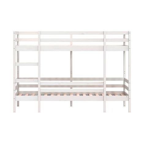Lit superposé sans matelas, blanc, 80 × 200 cm, en pin massif, pin massif durable, pour chambre, confort quotidien, assemblage rapide (1/5)