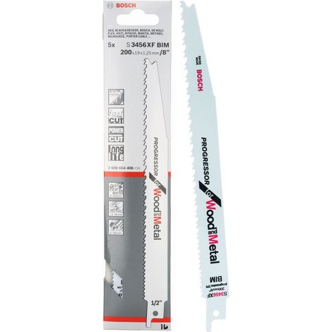 BOSCH S3456XF (pkt of 5) Progressor wood + metal 200mm 6-12TPI