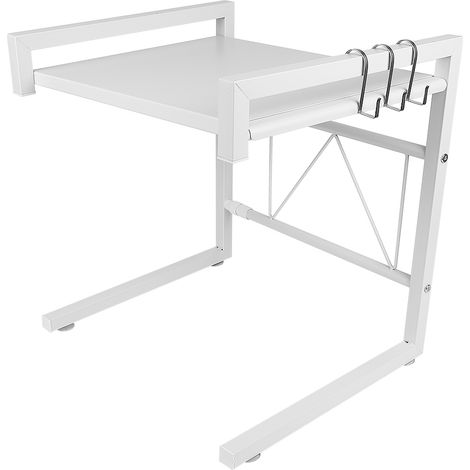 Forno a Microonde Supporto ,Mensola Microonde con 3 Ganci Pendenti -Bianco 2 Livelli