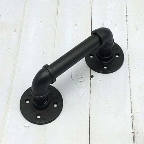 Rambarde en tuyau de fer noir style industriel rétro pour escaliers, murs, loft, couloir (1/3)