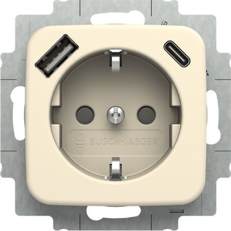 Busch-Jaeger SCHUKO® USB-Steckdosen-Einsatz Safety+ mit USB A/C weiß - Busch-Duro 2000® SI (20 EUCB2USBAC-212), 2CKA002011A6295