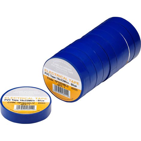 Draper 29497 Blue PVC Electrical Insulation Tape, 19mm x 33m (Pack of 10) (1/2)