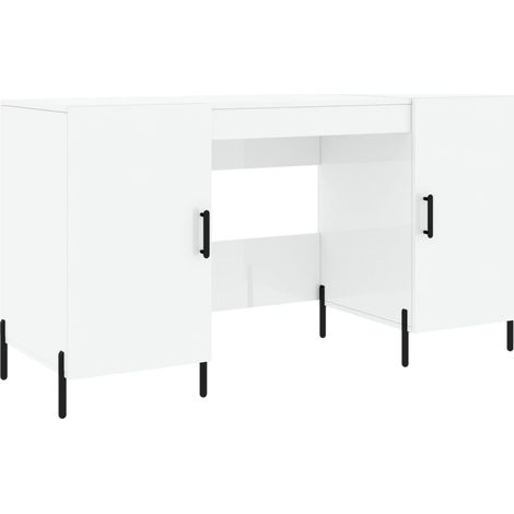 Desk High Gloss White 140x50x75 cm Engineered Wood vidaXL (1/5)