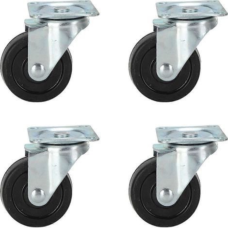 4 roulettes pivotantes en caoutchouc à double roulement à billes avec support en acier inoxydable de 5 cm (2 po) (1/4)