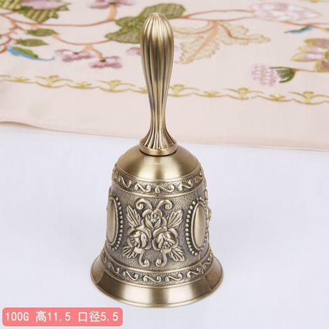 (Clochette de bar/restaurant en métal bleu antique à motif de roses), carillon champêtre à manivelle pour passer commande. (1/2)