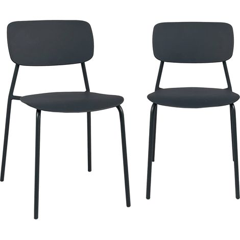 sweeek - 2er-Set stapelbare Gartenstühle aus Stahl und Kunststoff