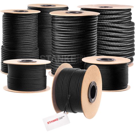 Corde polypropylène noire 8mm 50m – Résistante aux UV et agents chimiques – Corde tressée pour agriculture, nautisme, survie – Seilwerk Stanke (1/5)