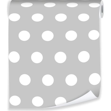 Papier peint gris à pois pour décorer les murs d'une chambre d'enfant ou d'un salon – rouleau 0,5 x 10 m, papier peint intissé écologique Wallarena