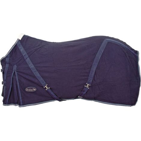 135 cm, Blu Navy: Coperta in cotone foderata in lana con cinghie regolabili modello Malmo (1/4)